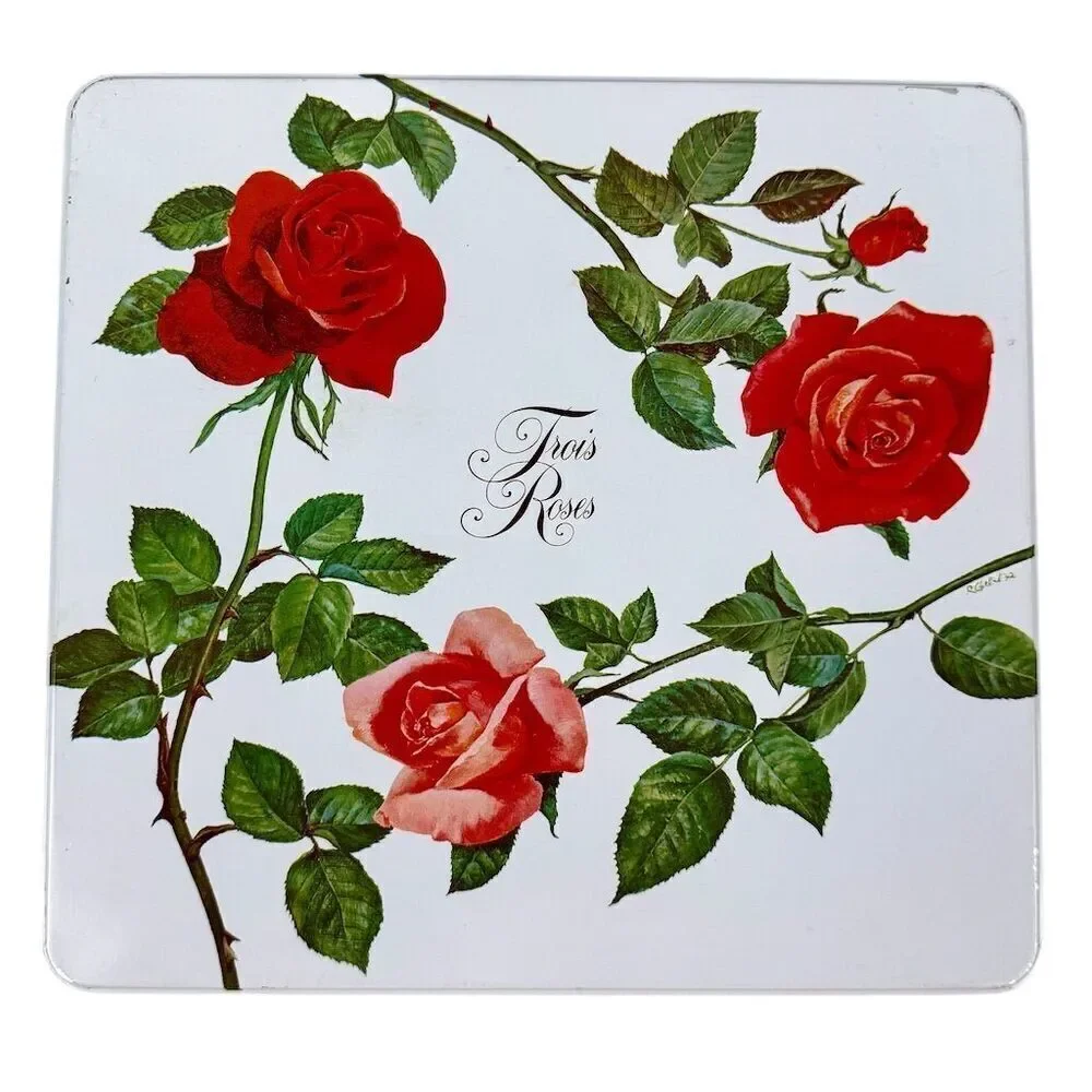 Kambly Trois Roses Vintage Floral Biscuit Tin Swiss Collectible 1985
